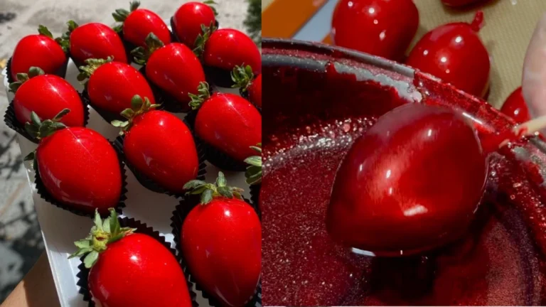 Morango no Palito com Brigadeiro de Leite Ninho e Cobertura Espelhada