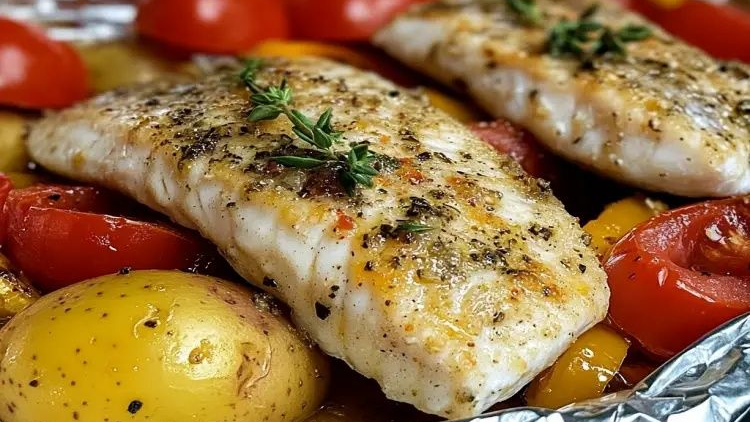 PEIXE ASSADO COM BATATAS