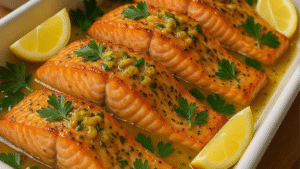 Leia mais sobre o artigo Salmão assado com crosta de ervas e batatas douradas