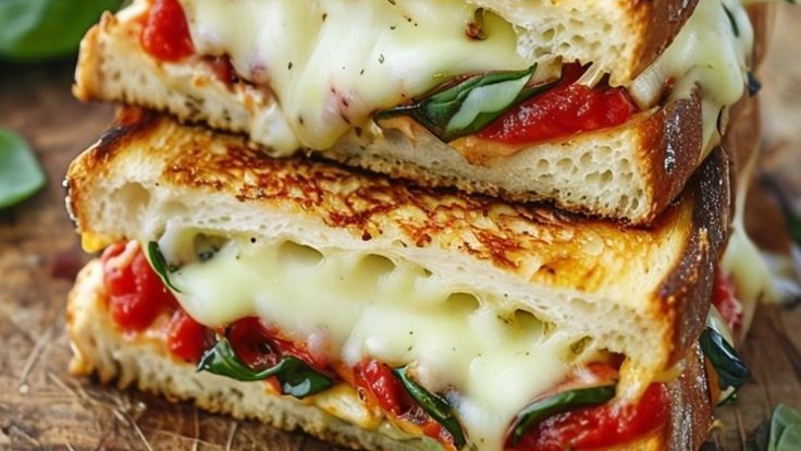 Tostex de Queijo com Tomate e Manjericão