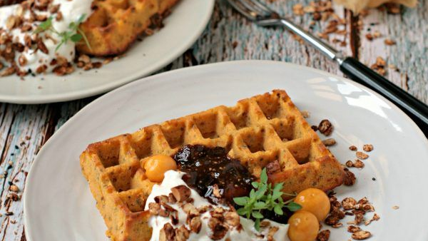 Waffle de batata-doce