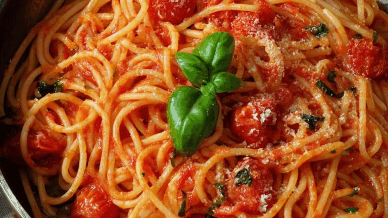 Macarrão integral com molho de tomate e manjericão