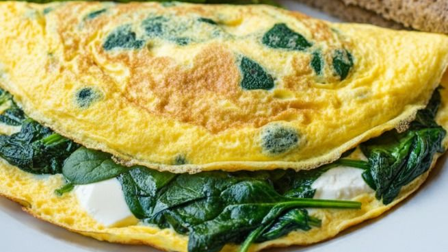 Omelete de espinafre com queijo branco