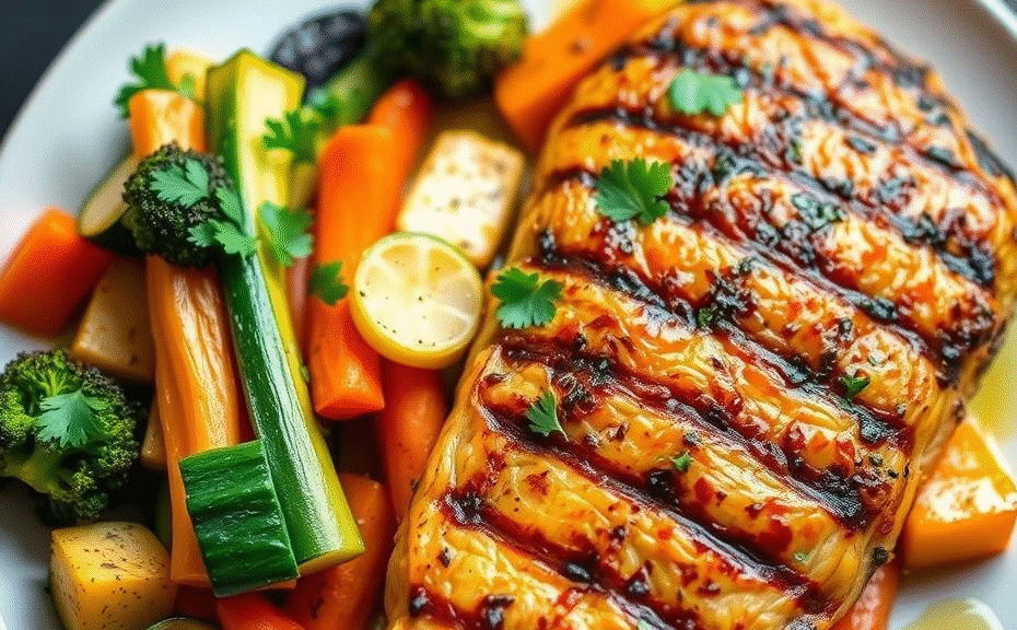 Frango Grelhado com Legumes Assados