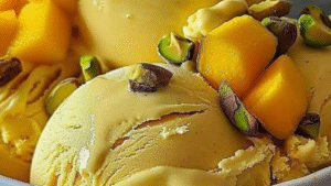 Leia mais sobre o artigo Sorvete cremoso de manga com pistache