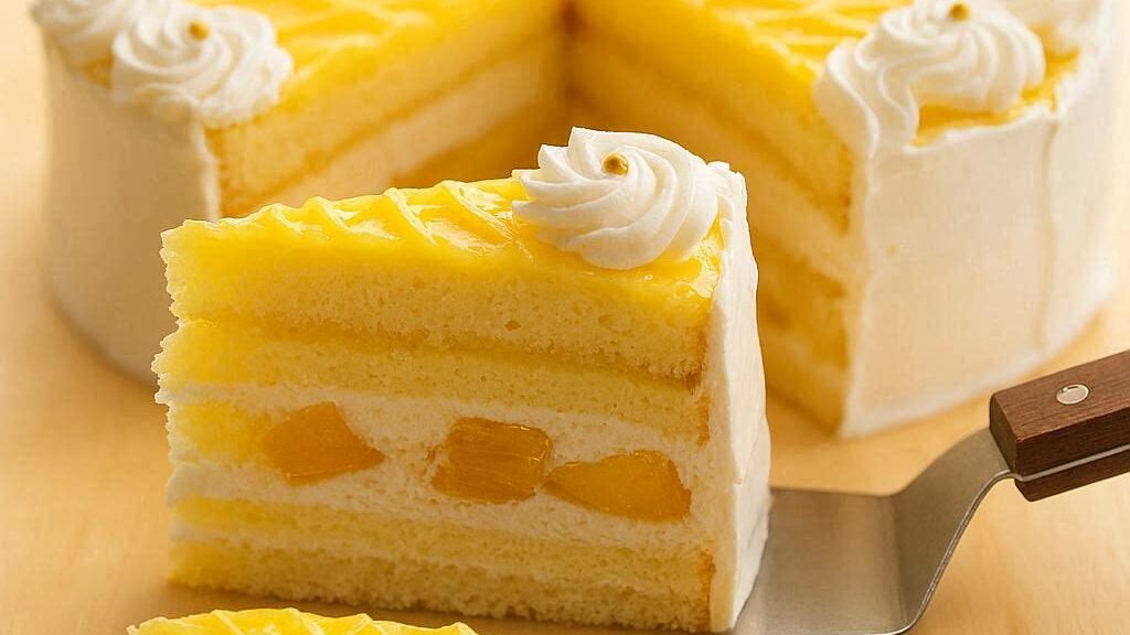 Bolo Gelado de Abacaxi com Coco: massa molhadinha com recheio cremoso e sabor incomparável