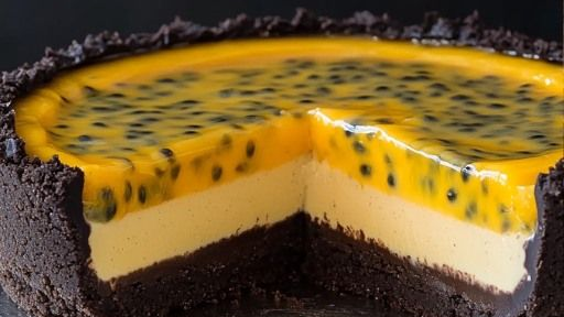 Torta de Maracujá e Chocolate com Base de Biscoito